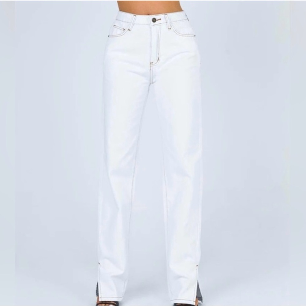 Lioness white split hem jeans